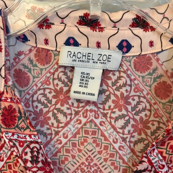 Boho Chic Red Patterned Top Rachel Zoe XS - Picture 2 of 4